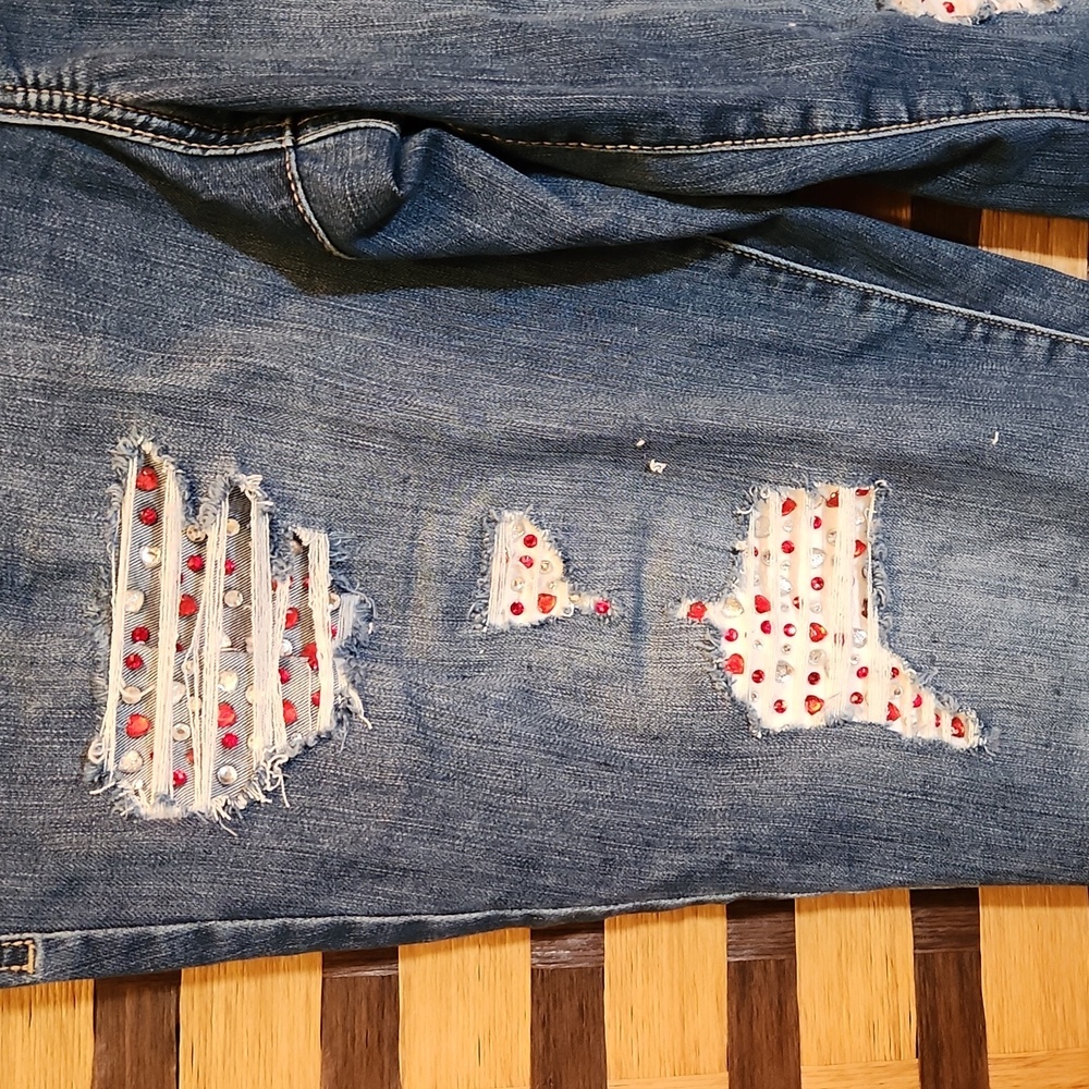Maurices custom bling stretch ripped jeans